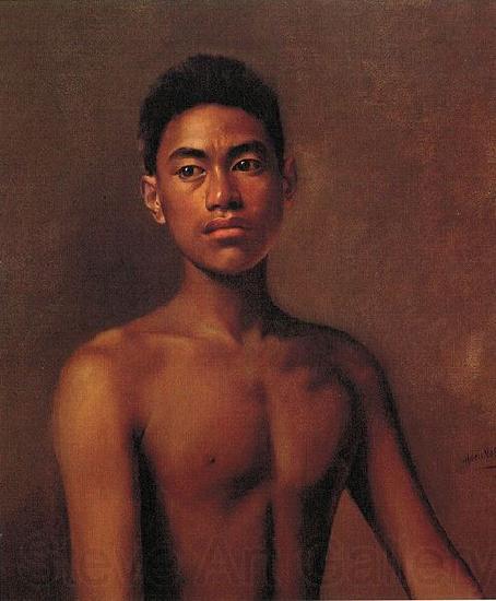 Hubert Vos Iokepa, Hawaiian Fisher Boy Norge oil painting art